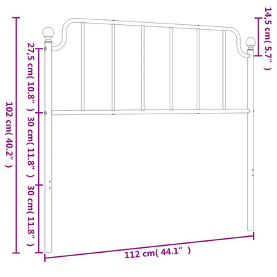 Metal Headboard White 107 cm King Single