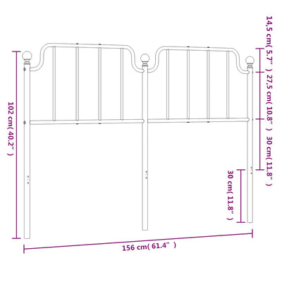 Metal Headboard White 152 cm Queen