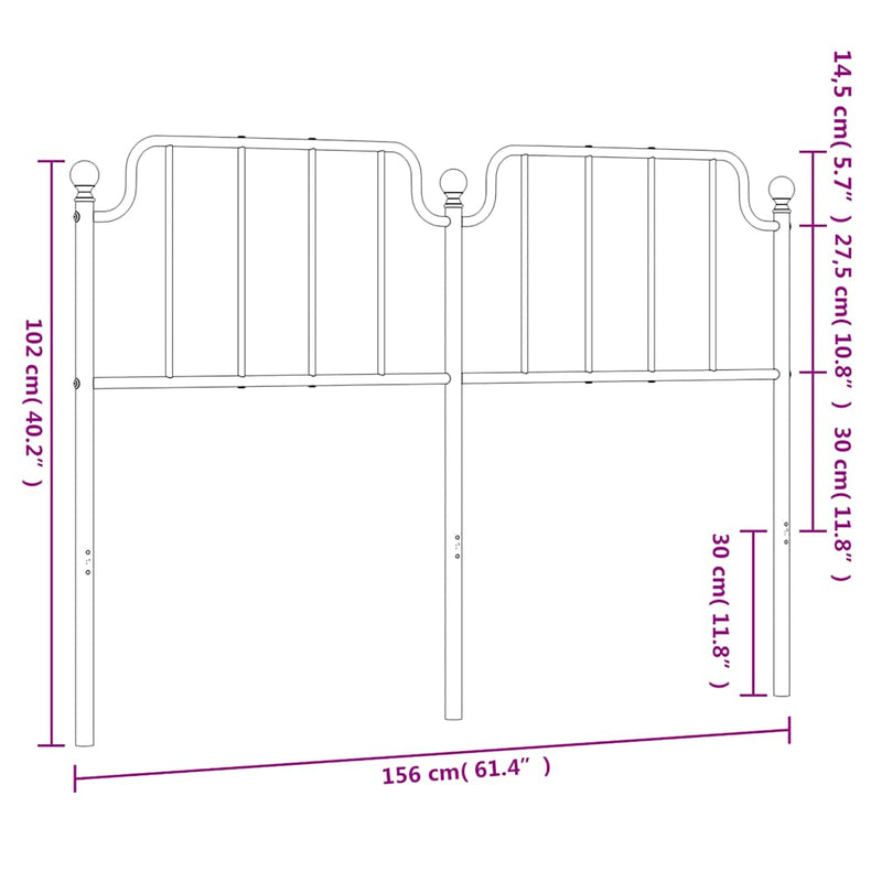 Metal Headboard White 152 cm Queen