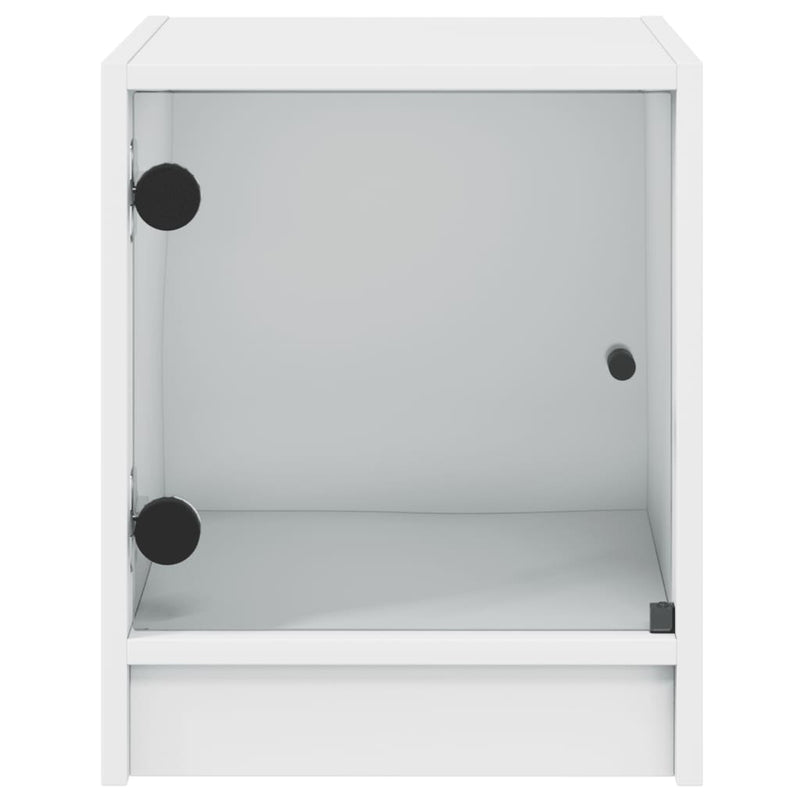 Bedside Cabinet with Glass Door White 35x37x42 cm