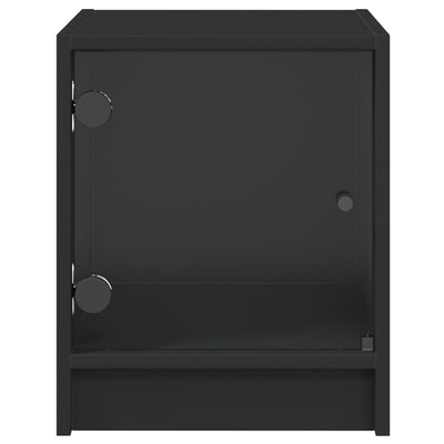 Bedside Cabinets with Glass Doors 2 pcs Black 35x37x42 cm