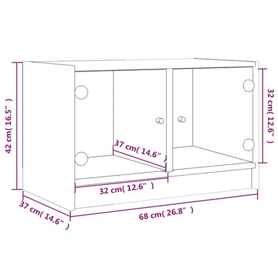 TV Cabinet with Glass Doors White 68x37x42 cm