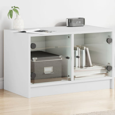 TV Cabinet with Glass Doors White 68x37x42 cm