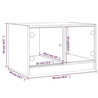Coffee Table with Glass Doors Black 68x50x42 cm