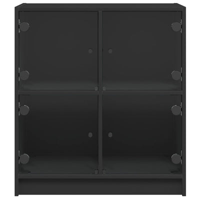 Side Cabinet with Glass Doors Black 68x37x75.5 cm