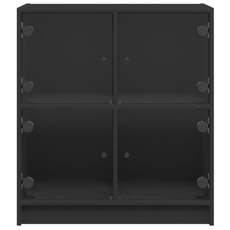 Side Cabinet with Glass Doors Black 68x37x75.5 cm