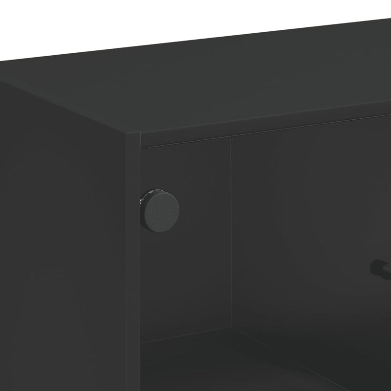 Side Cabinet with Glass Doors Black 68x37x75.5 cm