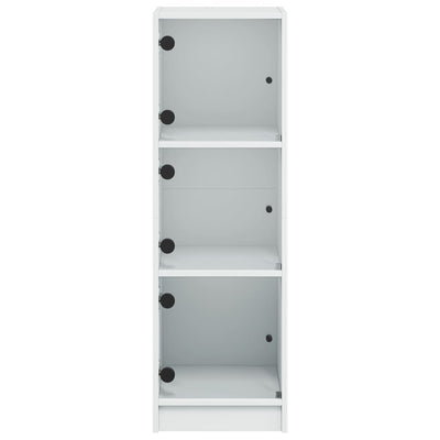 Highboard with Glass Doors White 35x37x109 cm