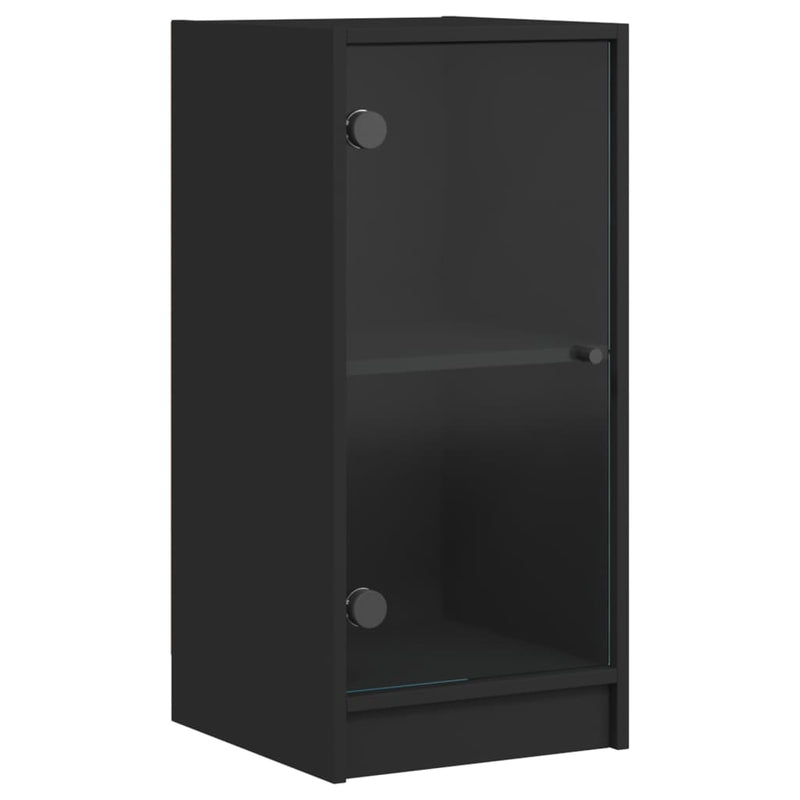 Side Cabinet with Glass Doors Black 35x37x75.5 cm