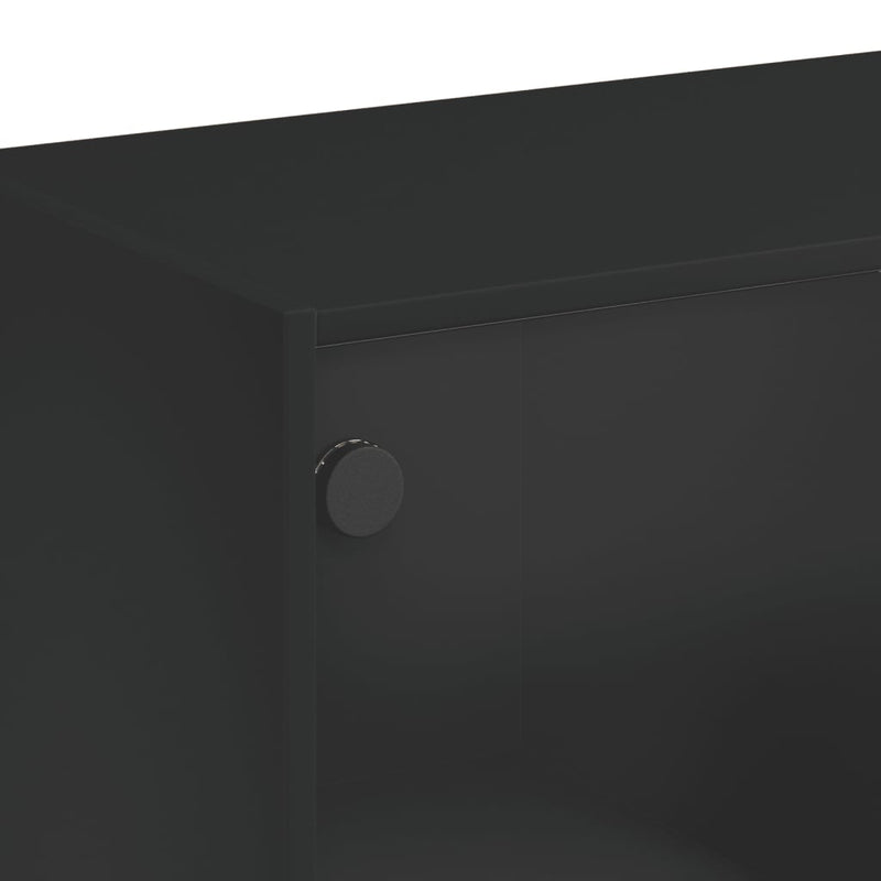 Coffee Table with Glass Doors Black 102x50x42 cm