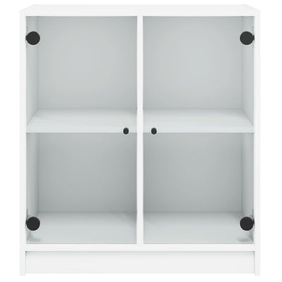 Side Cabinet with Glass Doors White 68x37x75.5 cm