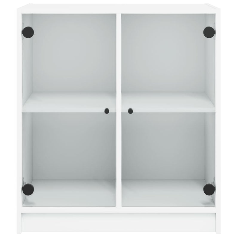 Side Cabinet with Glass Doors White 68x37x75.5 cm