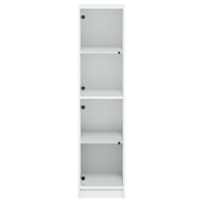 Highboard with Glass Doors White 35x37x142 cm