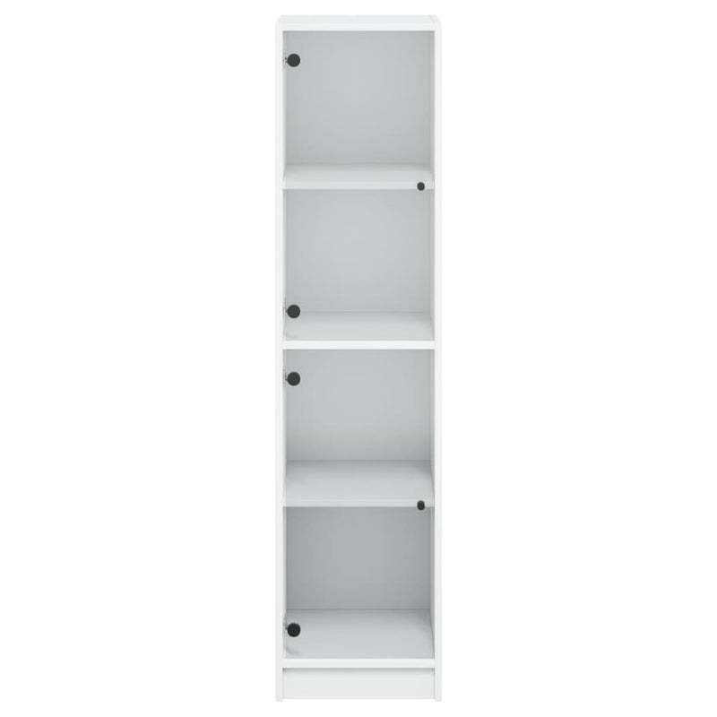 Highboard with Glass Doors White 35x37x142 cm