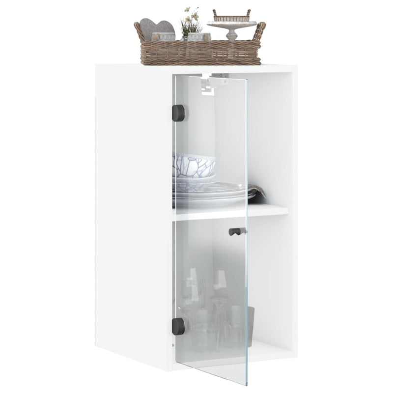 Wall Cabinet with Glass Doors White 35x37x68.5 cm