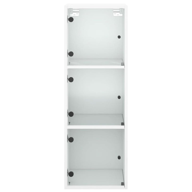 Wall Cabinet with Glass Doors White 35x37x100 cm