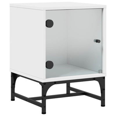 Bedside Cabinets with Glass Doors 2 pcs White 35x37x50 cm