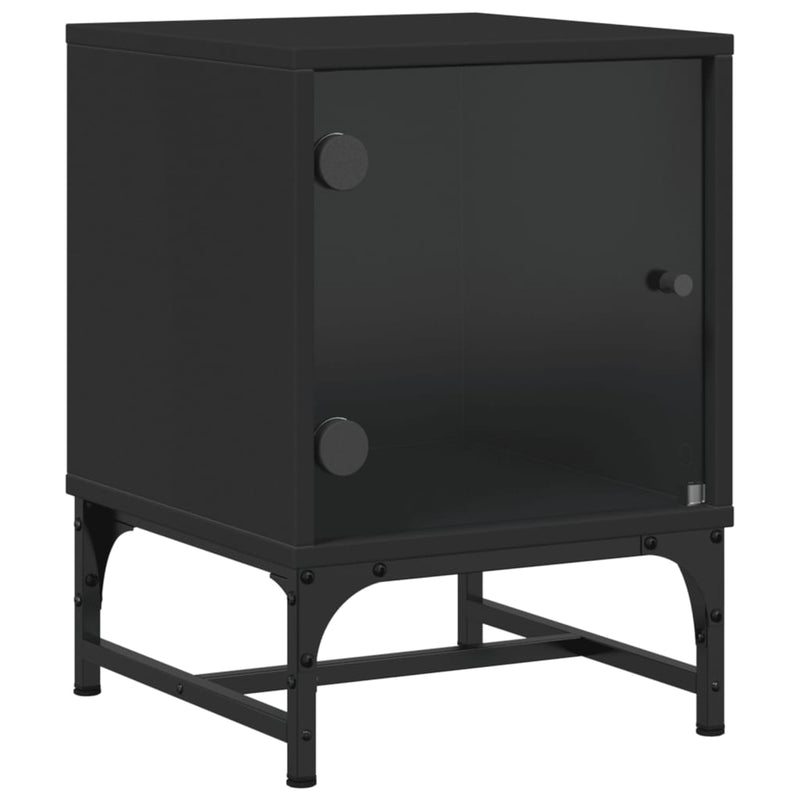 Bedside Cabinets with Glass Doors 2 pcs Black 35x37x50 cm