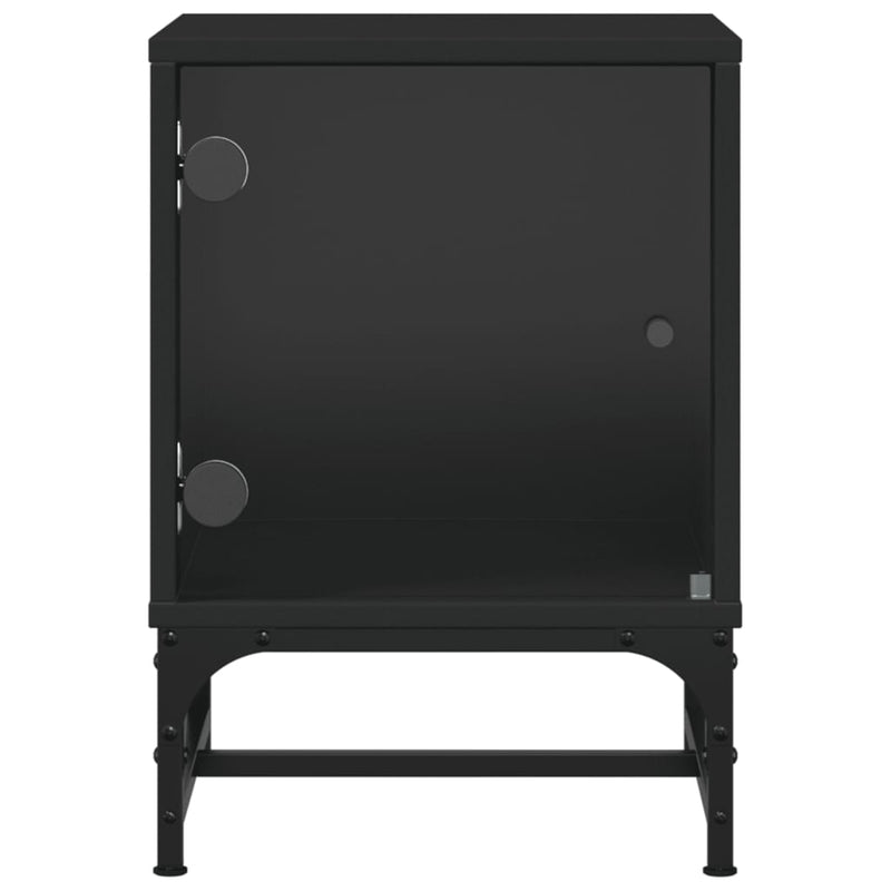 Bedside Cabinets with Glass Doors 2 pcs Black 35x37x50 cm