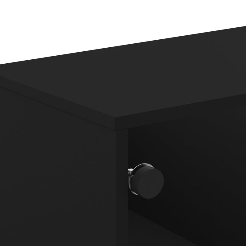 TV Cabinet with Glass Doors Black 102x37x50 cm