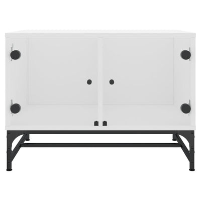 Coffee Table with Glass Doors White 68.5x50x50 cm