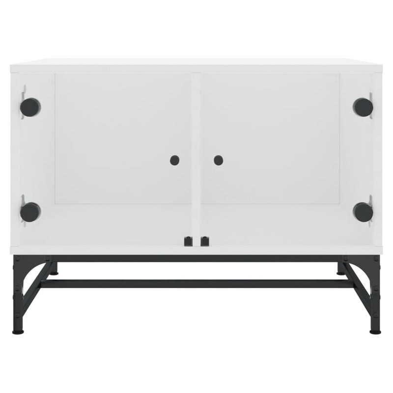 Coffee Table with Glass Doors White 68.5x50x50 cm