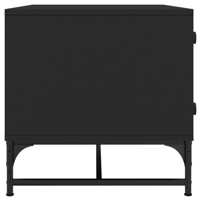 Coffee Table with Glass Doors Black 68.5x50x50 cm