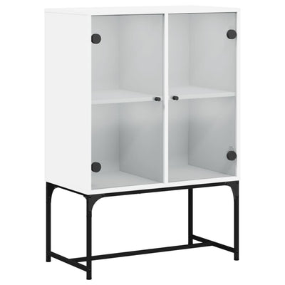 Side Cabinet with Glass Doors White 69x37x100 cm