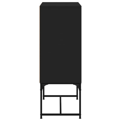 Side Cabinet with Glass Doors Black 69x37x100 cm