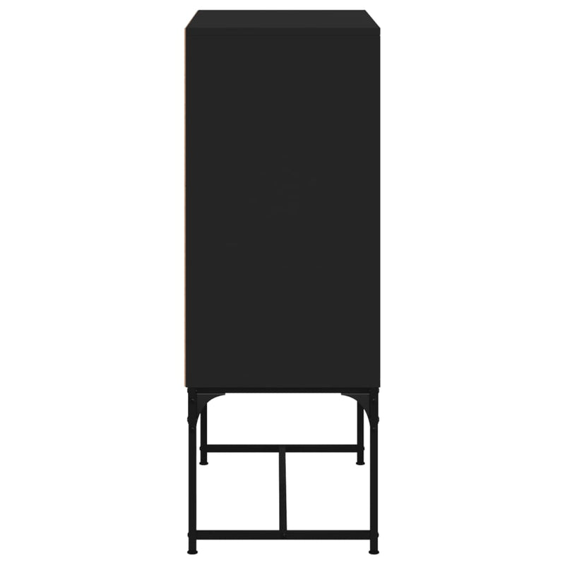 Side Cabinet with Glass Doors Black 69x37x100 cm