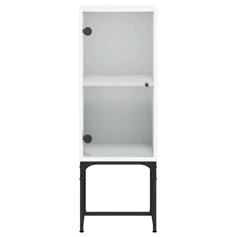 Side Cabinet with Glass Doors White 35x37x100 cm