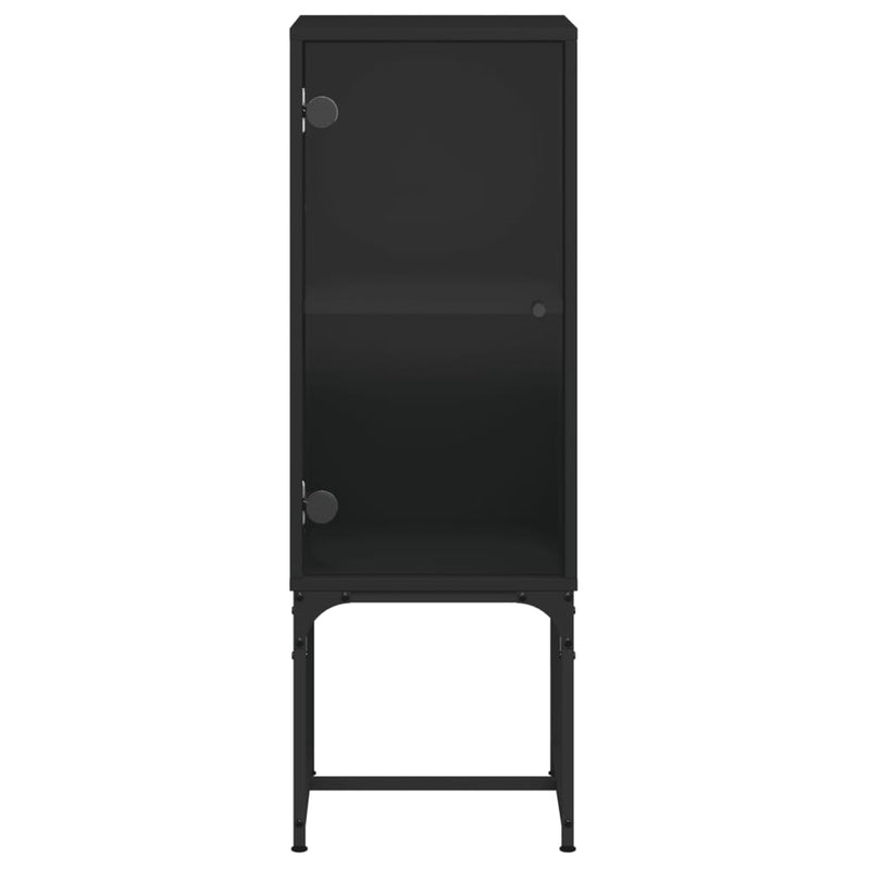 Side Cabinet with Glass Doors Black 35x37x100 cm