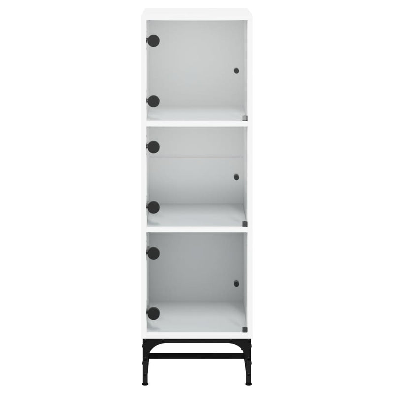 Highboard with Glass Doors White 35x37x120 cm