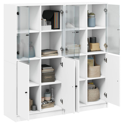 Bookcase with Doors White 136x37x142 cm Engineered Wood