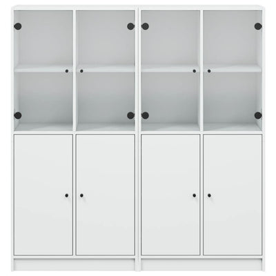 Bookcase with Doors White 136x37x142 cm Engineered Wood