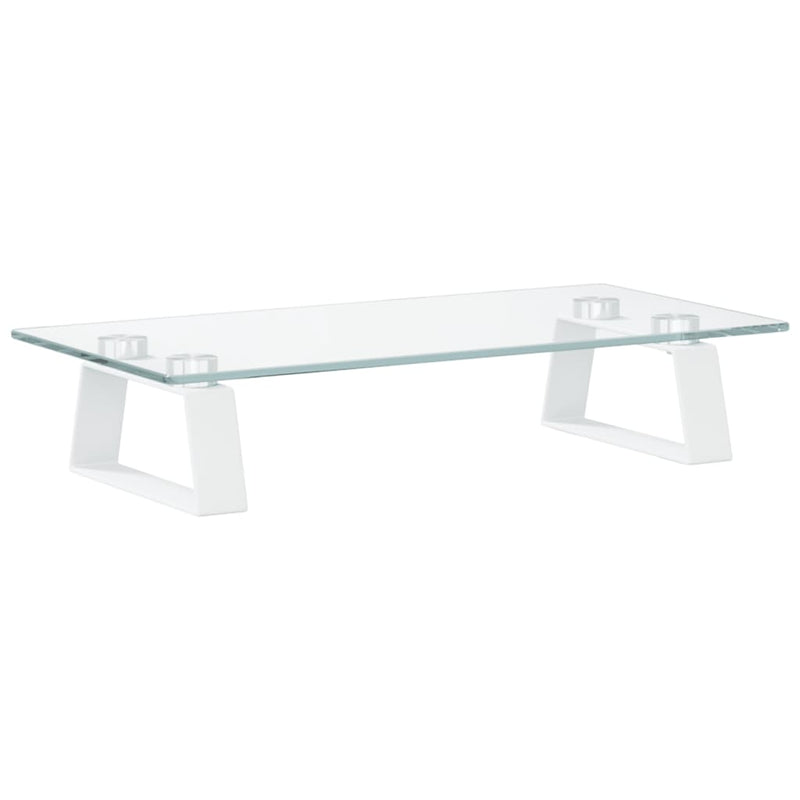 Monitor Stand White 40x20x8 cm Tempered Glass and Metal