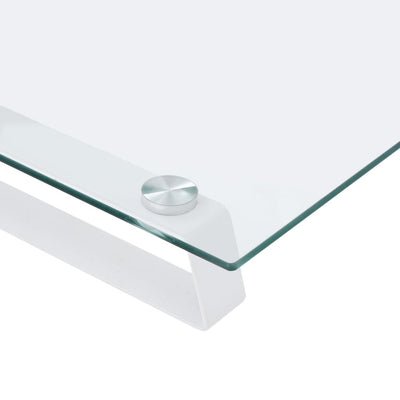 Monitor Stand White 40x20x8 cm Tempered Glass and Metal