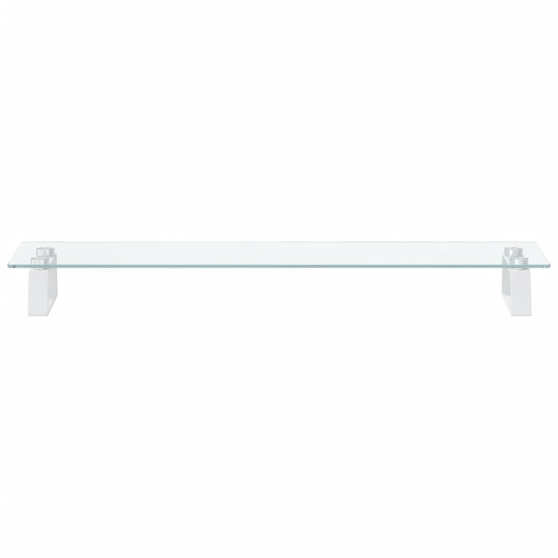 Monitor Stand White 80x20x8 cm Tempered Glass and Metal