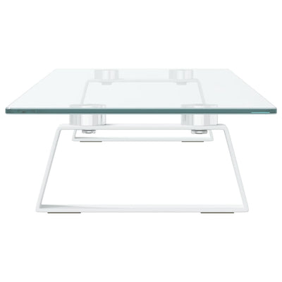 Monitor Stand White 80x20x8 cm Tempered Glass and Metal