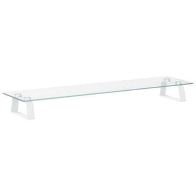 Monitor Stand White 80x20x8 cm Tempered Glass and Metal