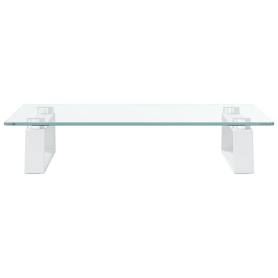 Monitor Stand White 40x35x8 cm Tempered Glass and Metal