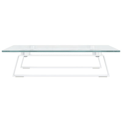 Monitor Stand White 40x35x8 cm Tempered Glass and Metal