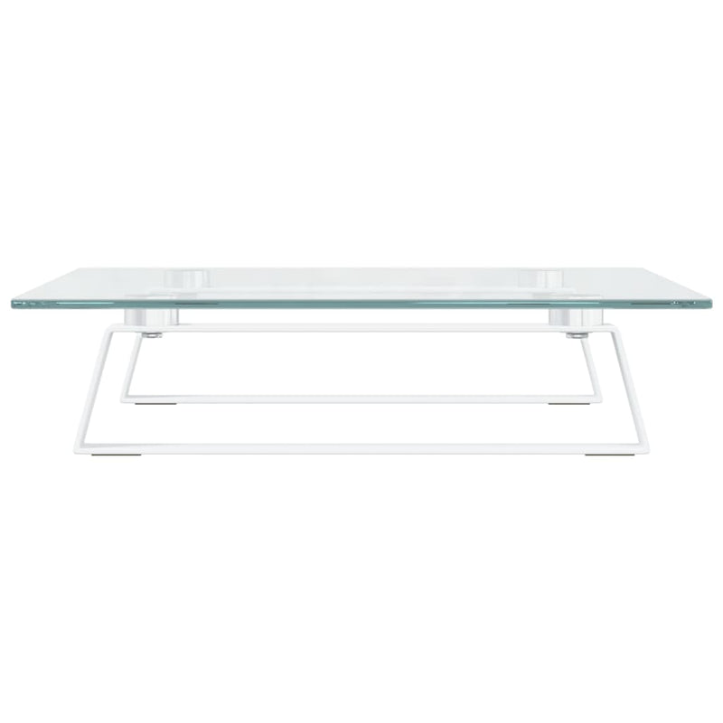 Monitor Stand White 40x35x8 cm Tempered Glass and Metal