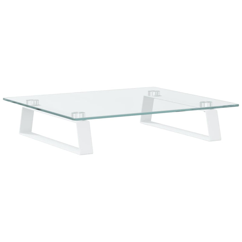 Monitor Stand White 40x35x8 cm Tempered Glass and Metal