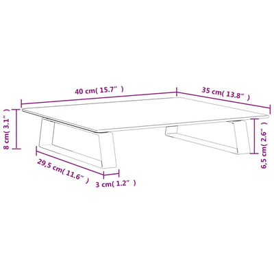 Monitor Stand White 40x35x8 cm Tempered Glass and Metal