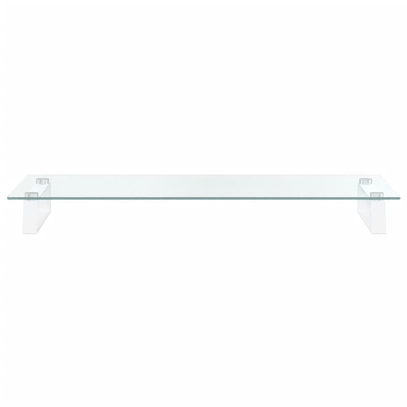 Monitor Stand White 80x35x8 cm Tempered Glass and Metal