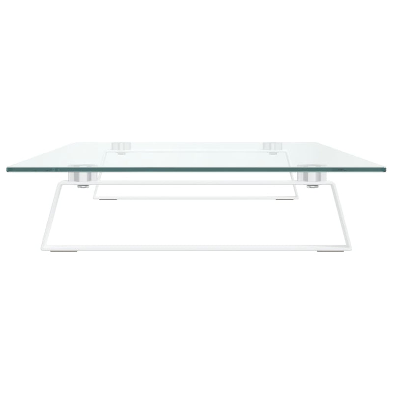 Monitor Stand White 80x35x8 cm Tempered Glass and Metal