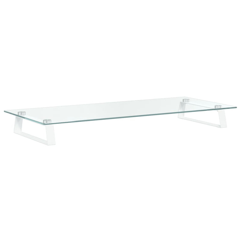 Monitor Stand White 80x35x8 cm Tempered Glass and Metal