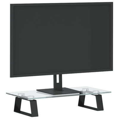 Monitor Stand Black 40x20x8 cm Tempered Glass and Metal