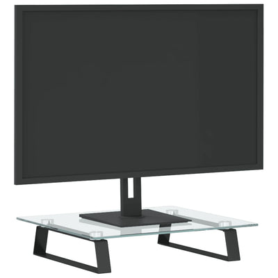 Monitor Stand Black 40x35x8 cm Tempered Glass and Metal